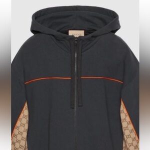 Men's Gucci, cotton jersey zip jacket/hoodie signature GG Supreme XL. NWT